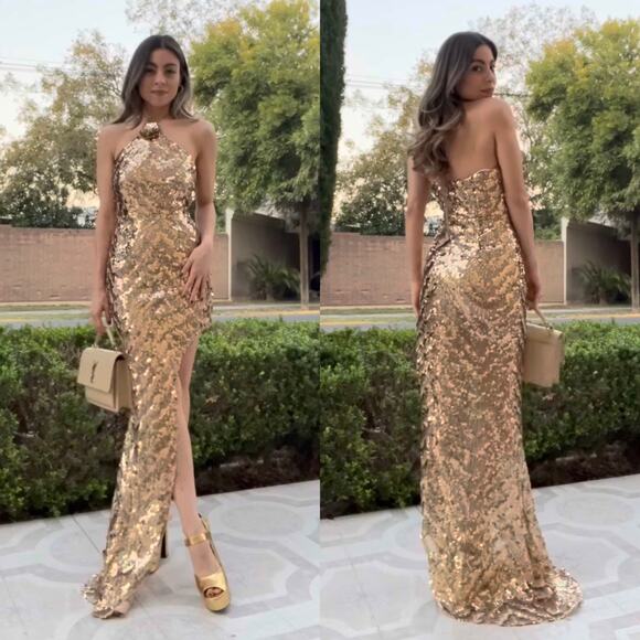 Elliatt Gold High Low Dress - mordernwear.com